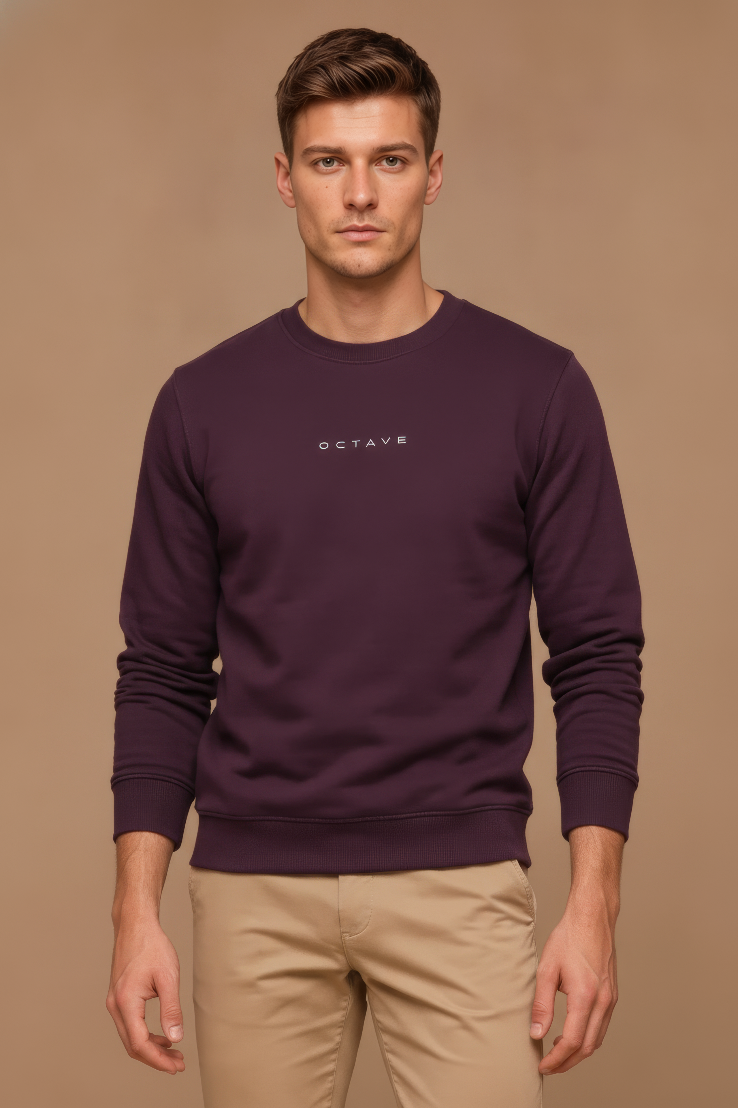 Men’s Premium Wine Crew Neck Cotton Fleece Sweatshirt