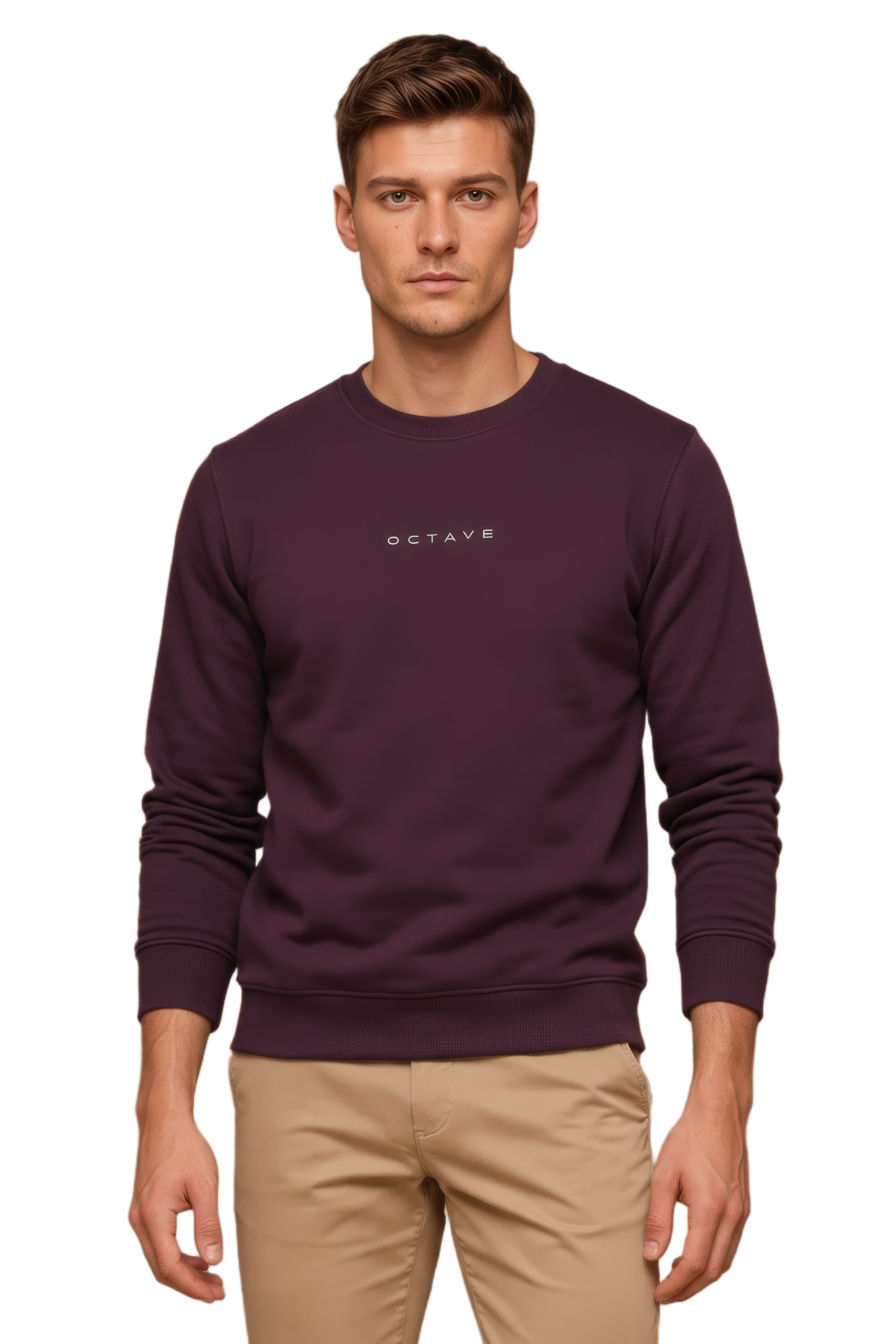 Men’s Premium Wine Crew Neck Cotton Fleece Sweatshirt