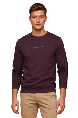 Men’s Premium Wine Crew Neck Cotton Fleece Sweatshirt
