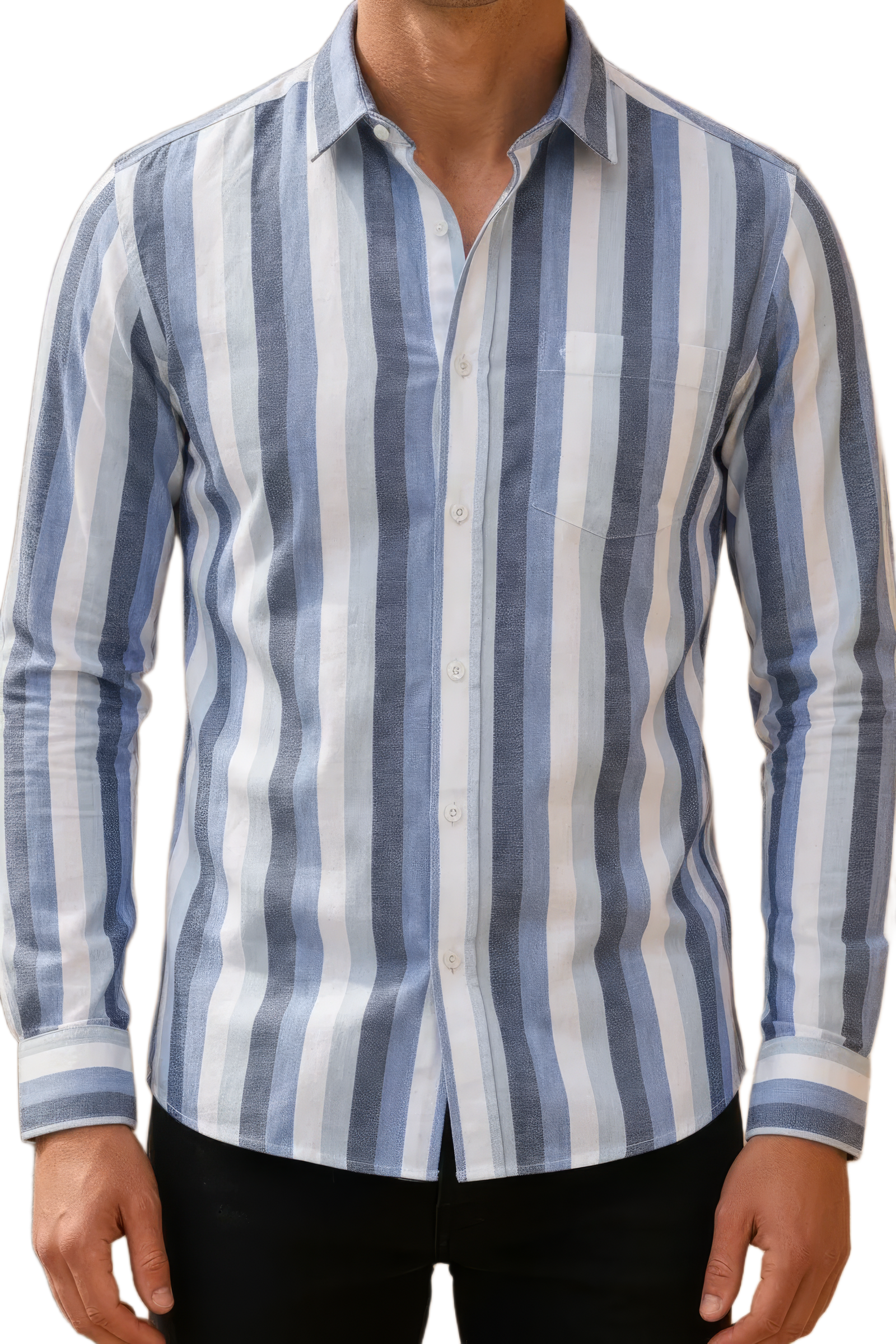 Men’s Sky Blue Striped Twill Cotton Shirt