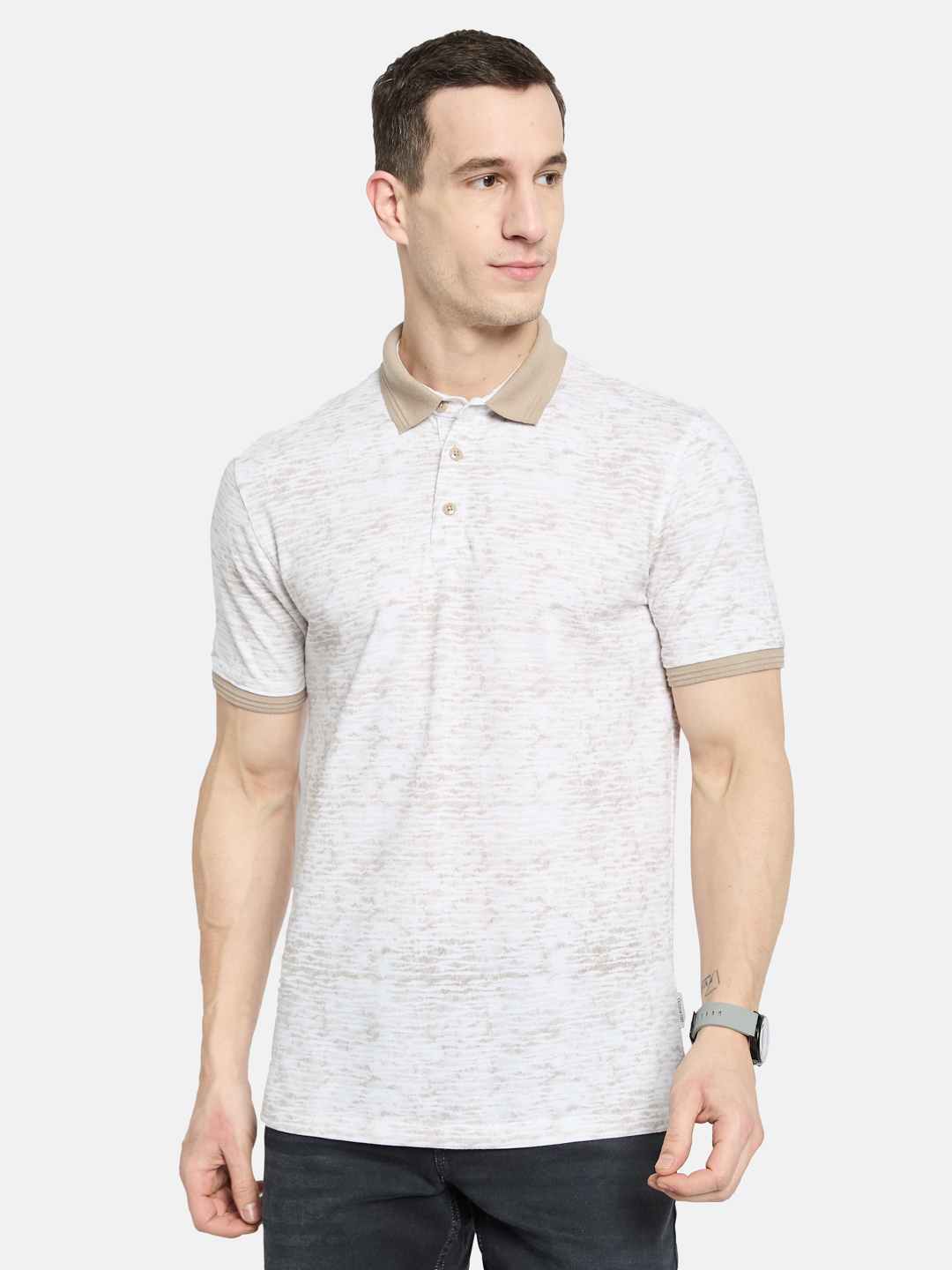 Octave Men Floral Printed Polo Collar T-shirt