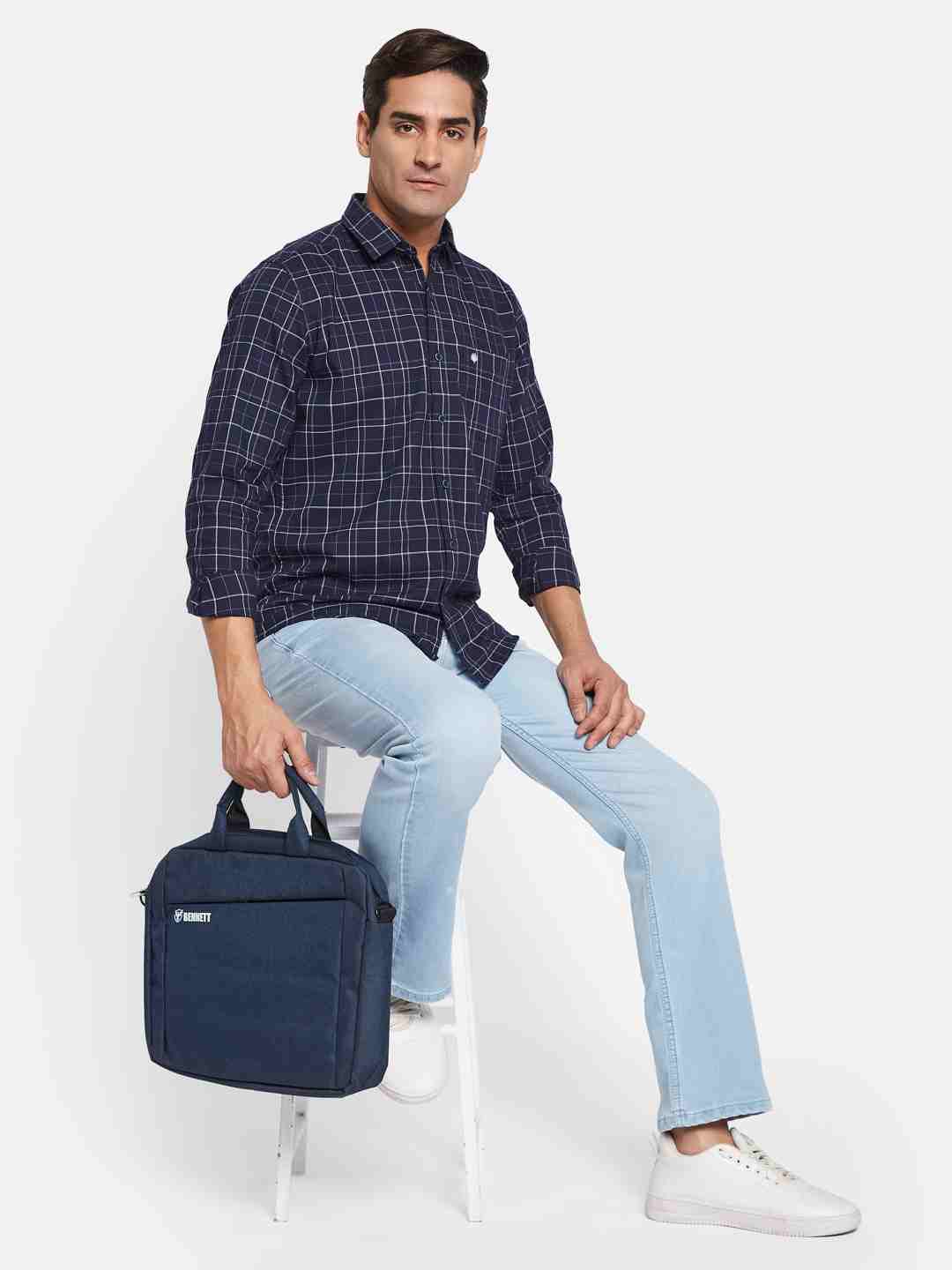 METTLE Men Opaque Checked Casual Shirt