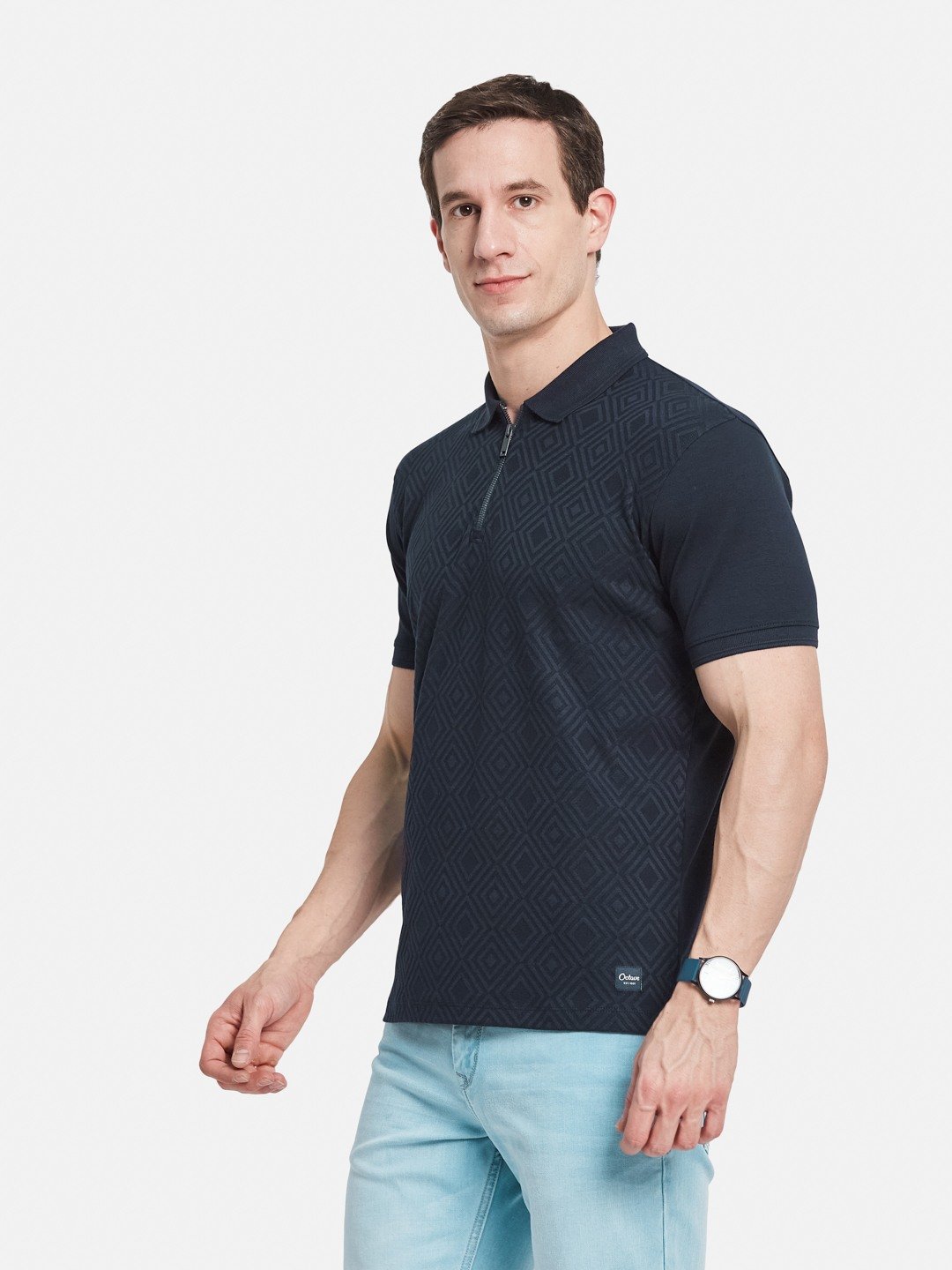 Octave Men Printed Polo Collar T-shirt
