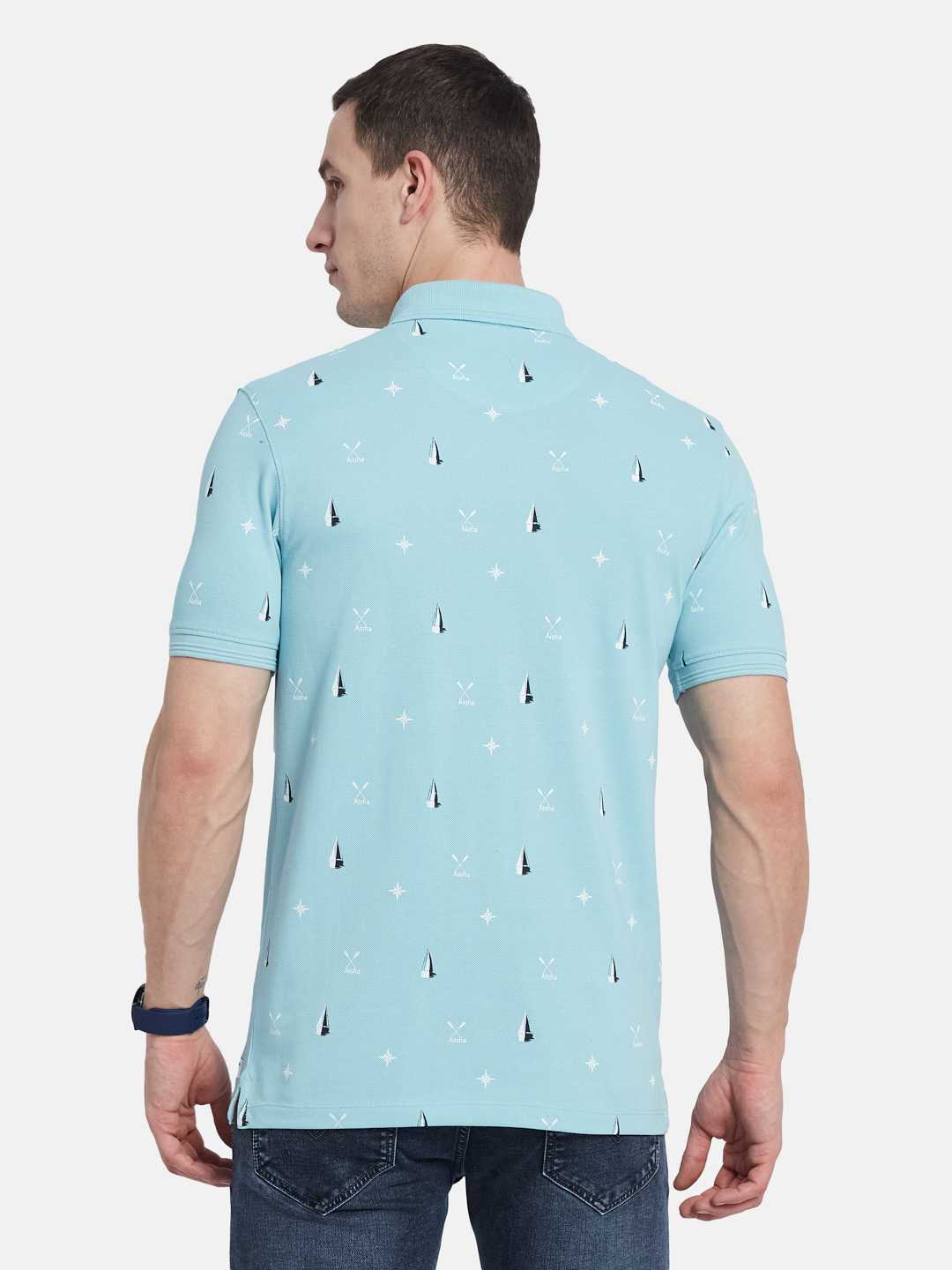 Octave Men Polka Dot Printed Polo Collar T-shirt