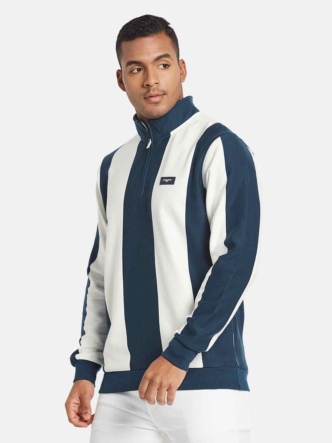 Octave Men Front-Open Colourblocked Sweatshirt
