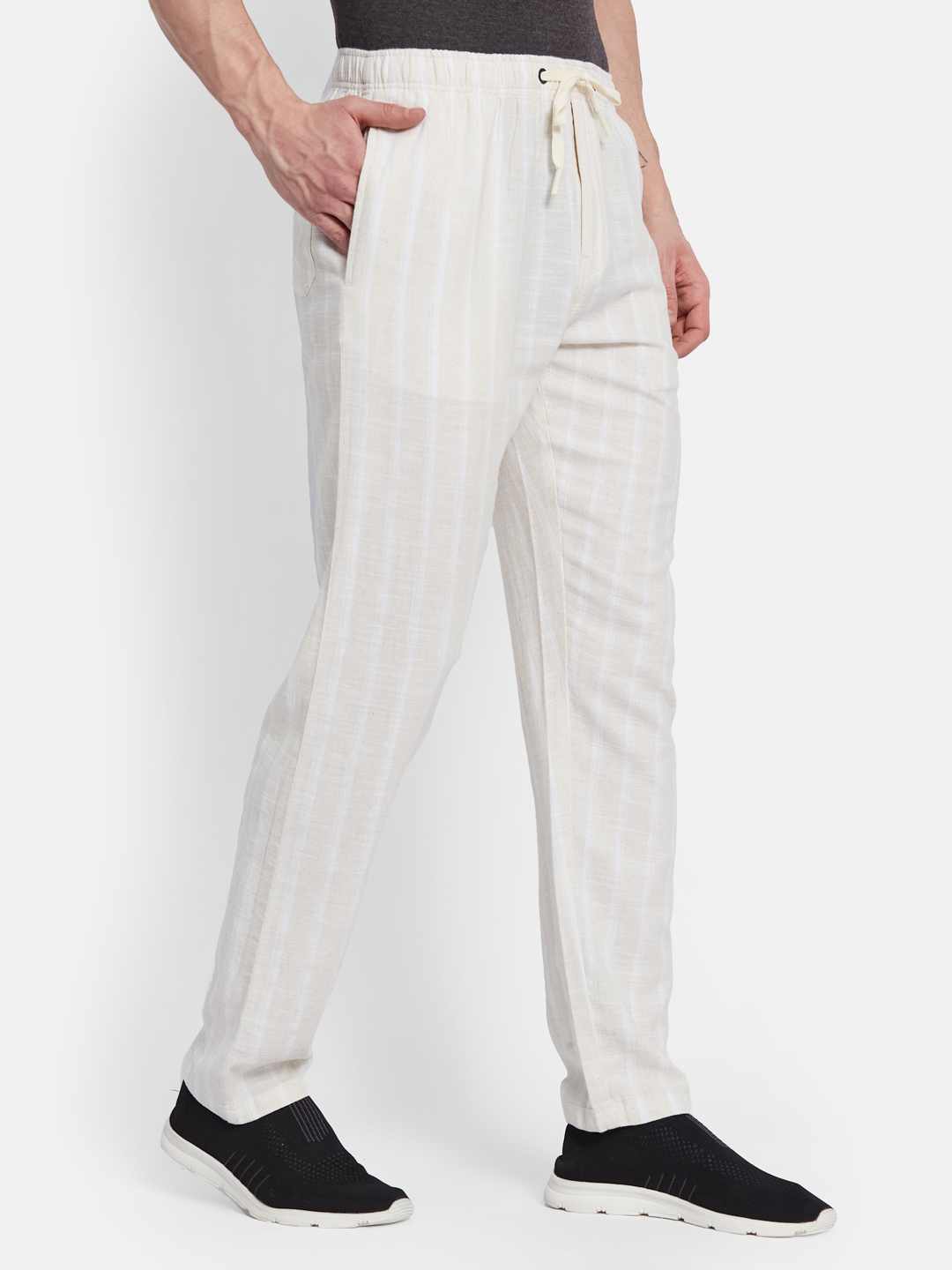 Octave Men Striped Cotton Track Pants