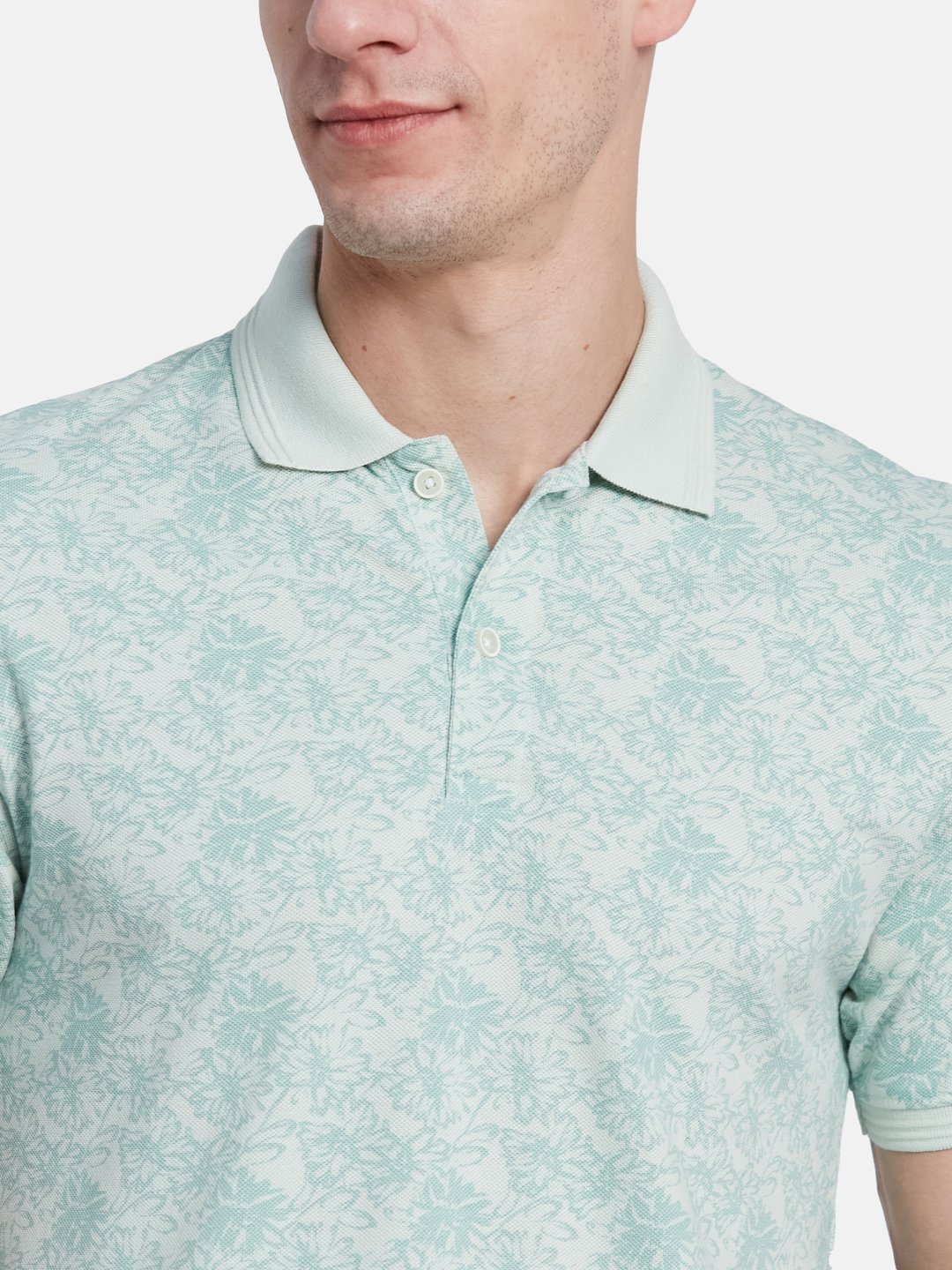 Octave Men Floral Printed Polo Collar T-shirt