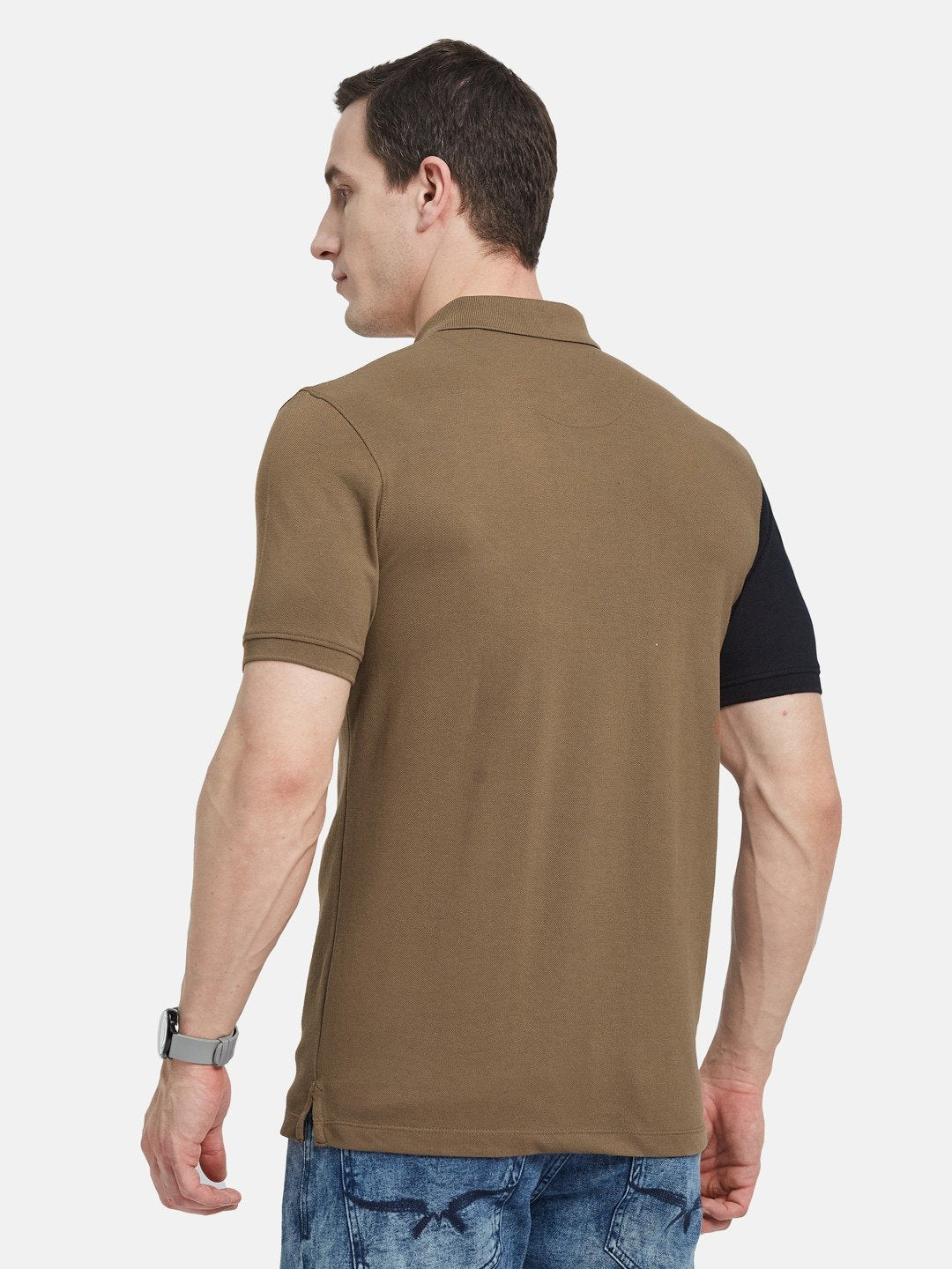 CUT N SEW POLO NECK PIQUE  T-SHIRT