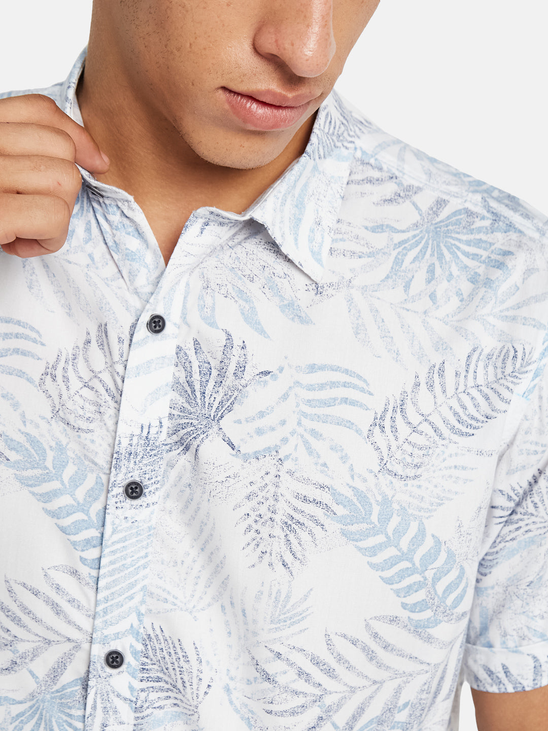METTLE Men Floral Printed Spread Collar Cotton Casual Shirt