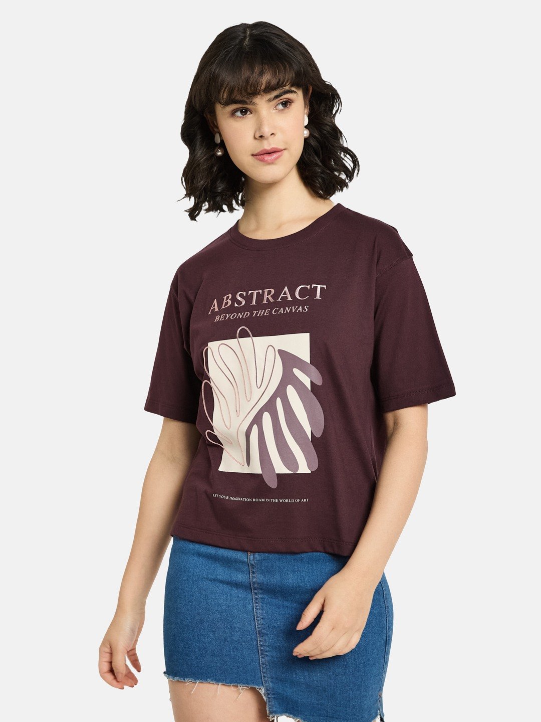 METTLE Women Graphic Printed Round Neck Cotton T-shirt