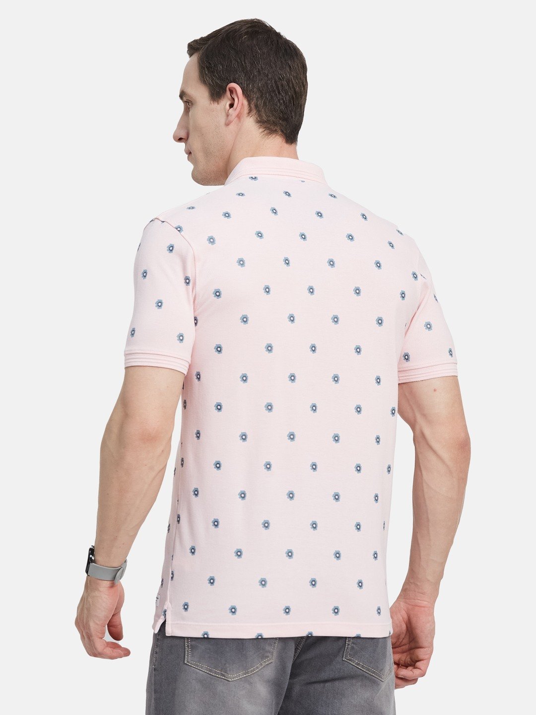 AOP FLORAL PRINT  POLO NECK PIQUE T-SHIRT