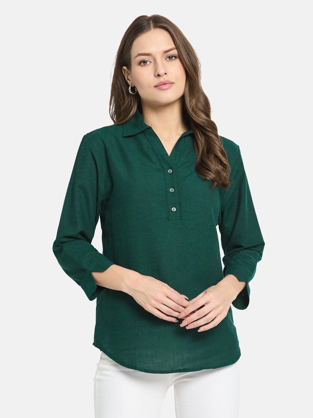 METTLE Women Cotton Shirt Collar Top