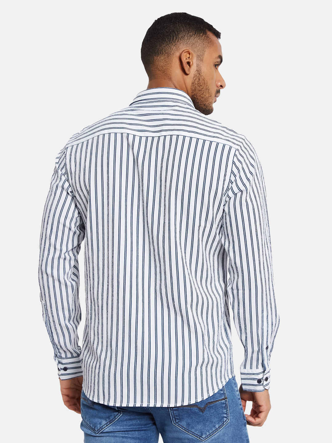 METTLE Men Multi Stripes Opaque Striped Casual Shirt