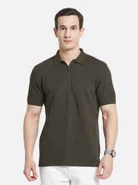 STRUCTURE HALF-ZIP POLO NECK POPCORN KNIT  T-SHIRT