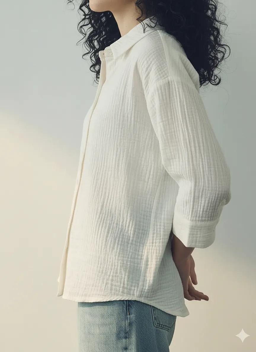 METTLE Women Off White Casual Shirt