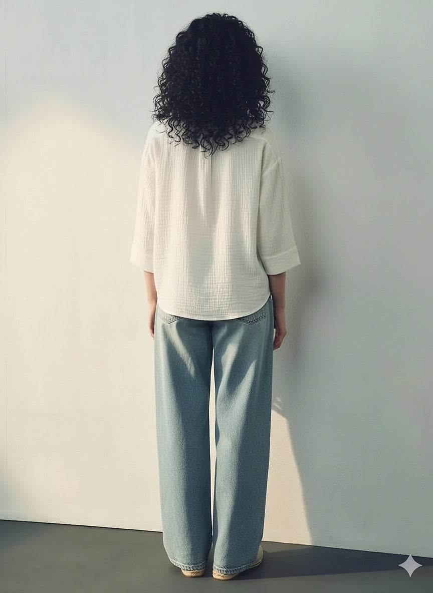 METTLE Women Off White Casual Shirt
