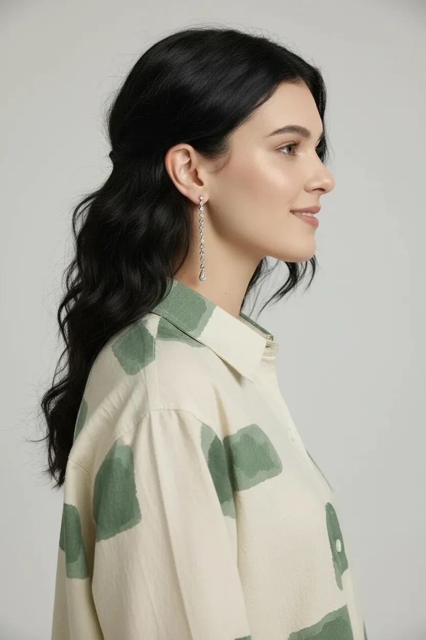 Women Bottle Green Printed Casual Shirt