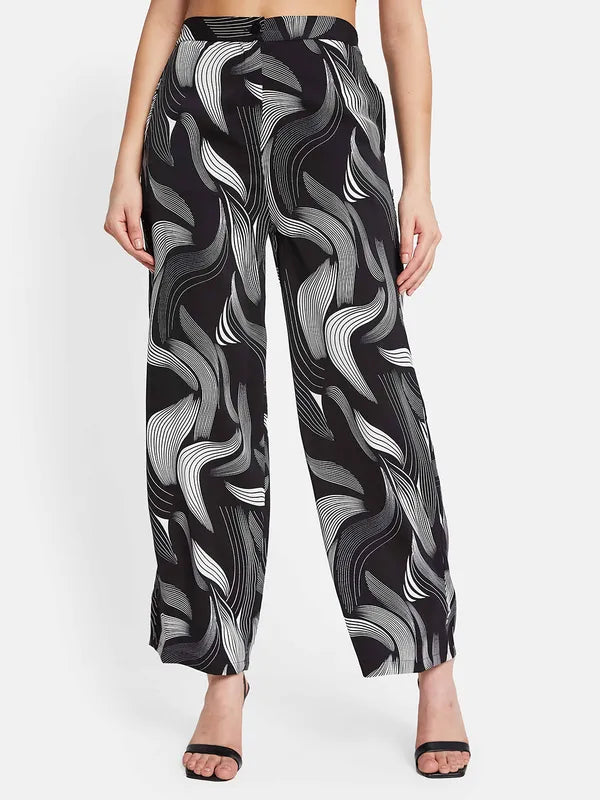 Mettle Women Printed Mid-Rise Straight Fit Trousers