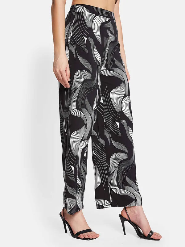 Mettle Women Printed Mid-Rise Straight Fit Trousers