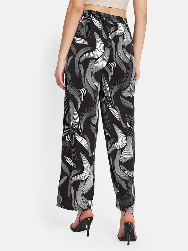 Mettle Women Printed Mid-Rise Straight Fit Trousers