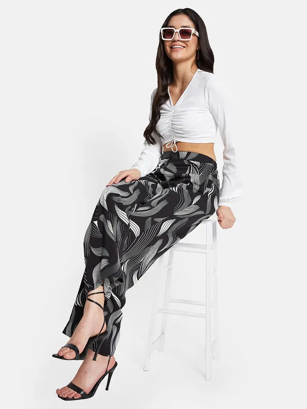 Mettle Women Printed Mid-Rise Straight Fit Trousers