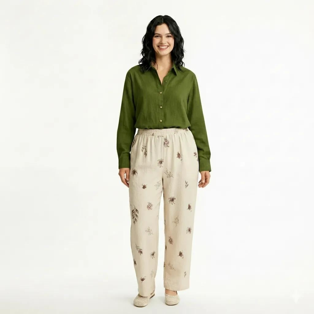Women Regular Fit Floral Printed Cotton Track Pants