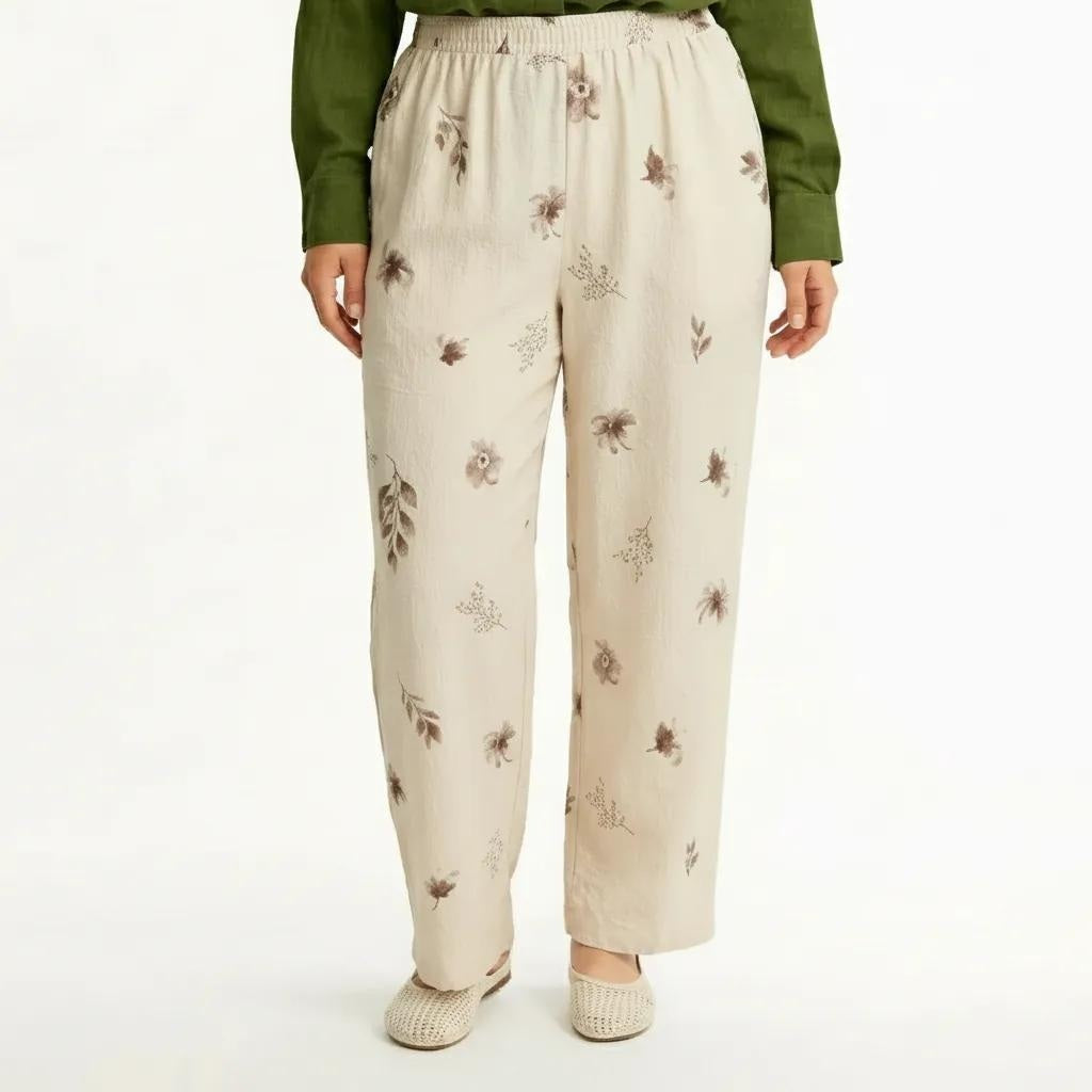 Women Regular Fit Floral Printed Cotton Track Pants