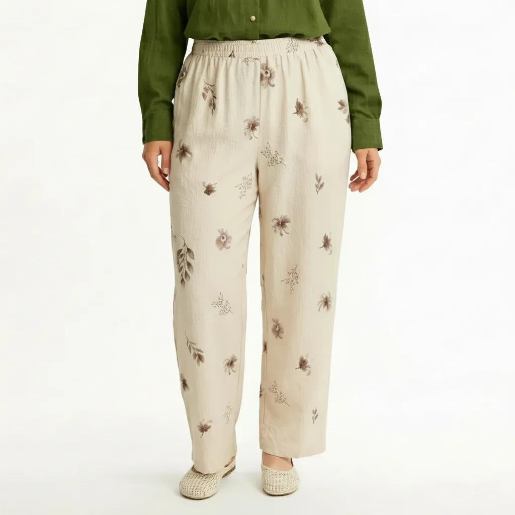 Women Regular Fit Floral Printed Cotton Track Pants