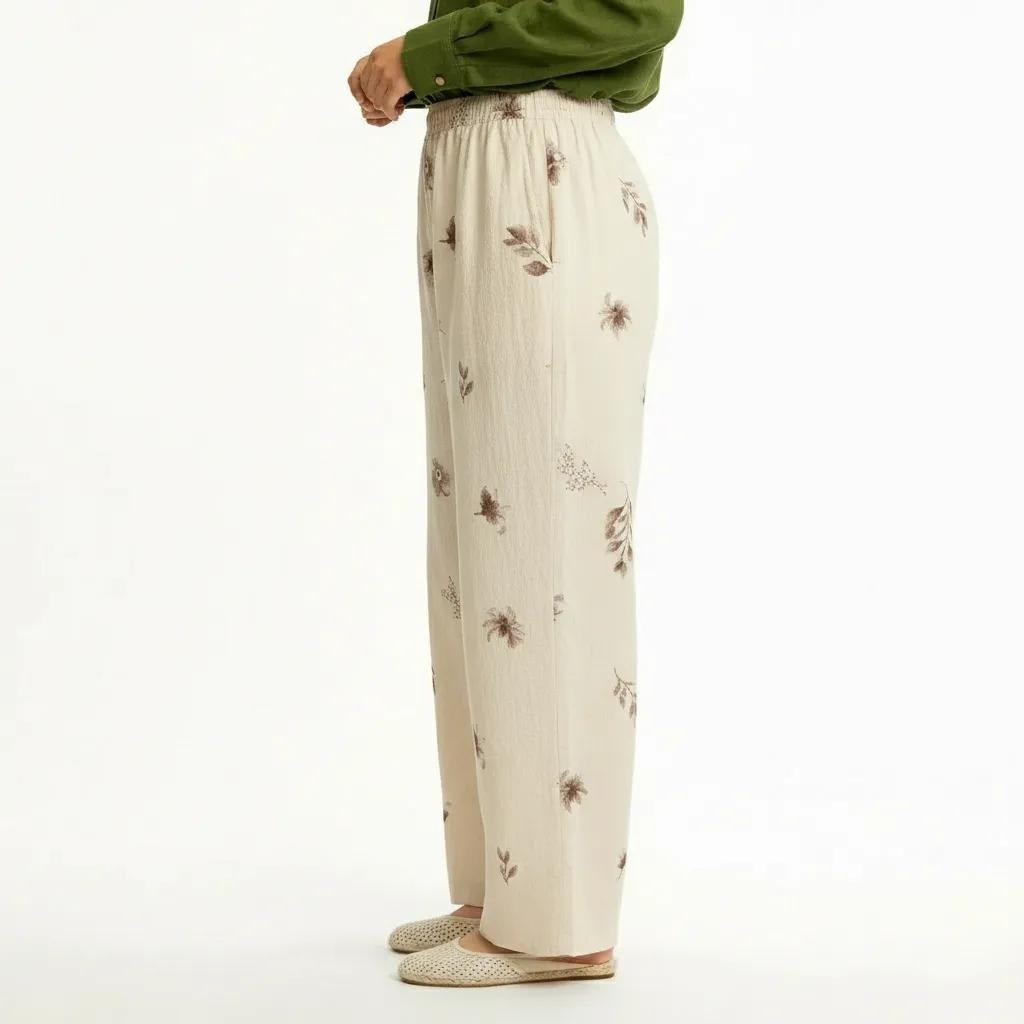 Women Regular Fit Floral Printed Cotton Track Pants