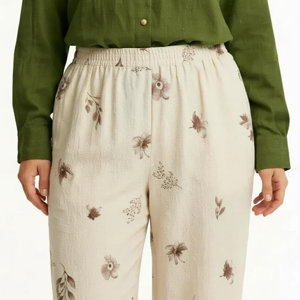 Women Regular Fit Floral Printed Cotton Track Pants