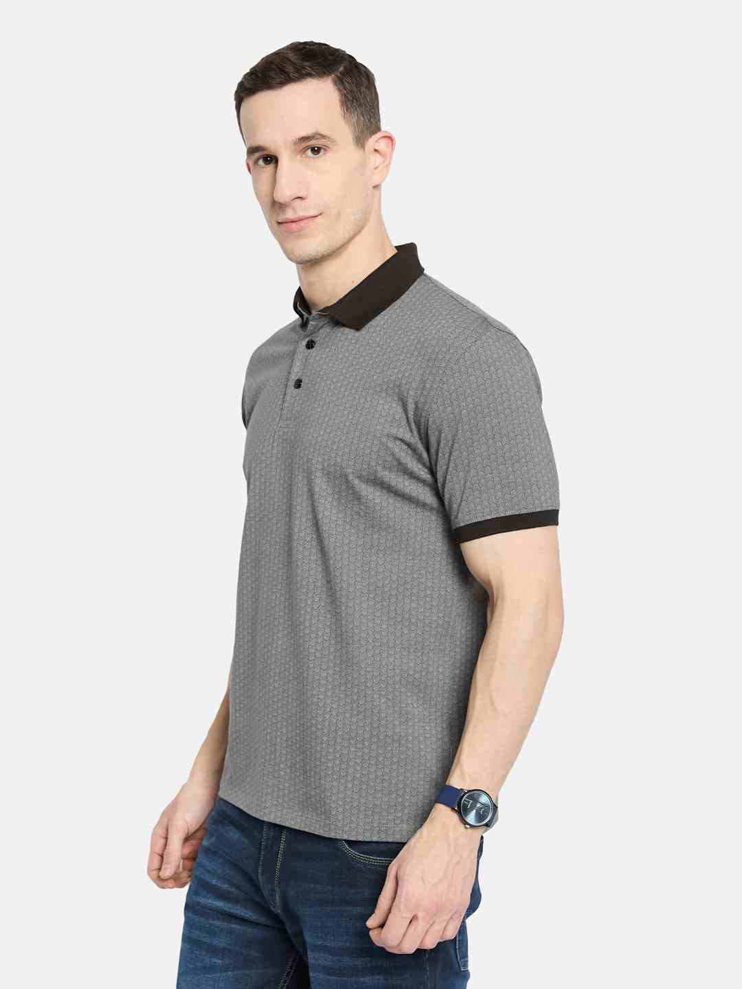 Octave Men Printed Polo Collar T-shirt