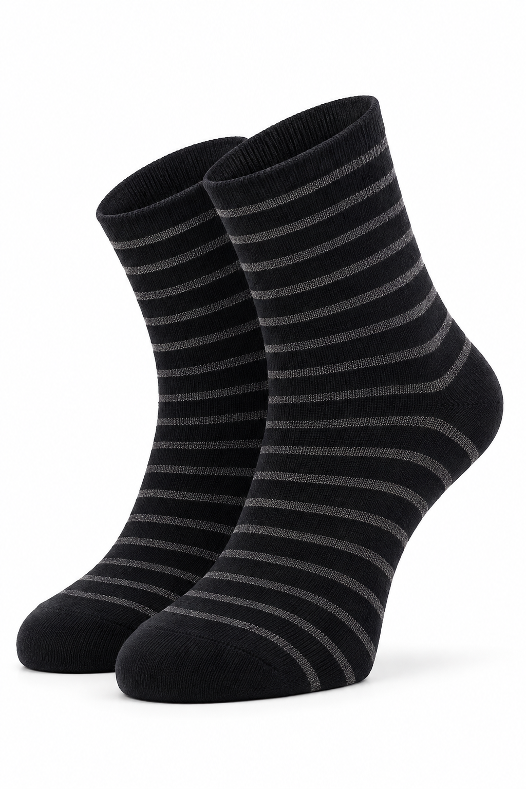 Men’s Black & Grey Striped High Ankle Socks – Premium Cotton Blend