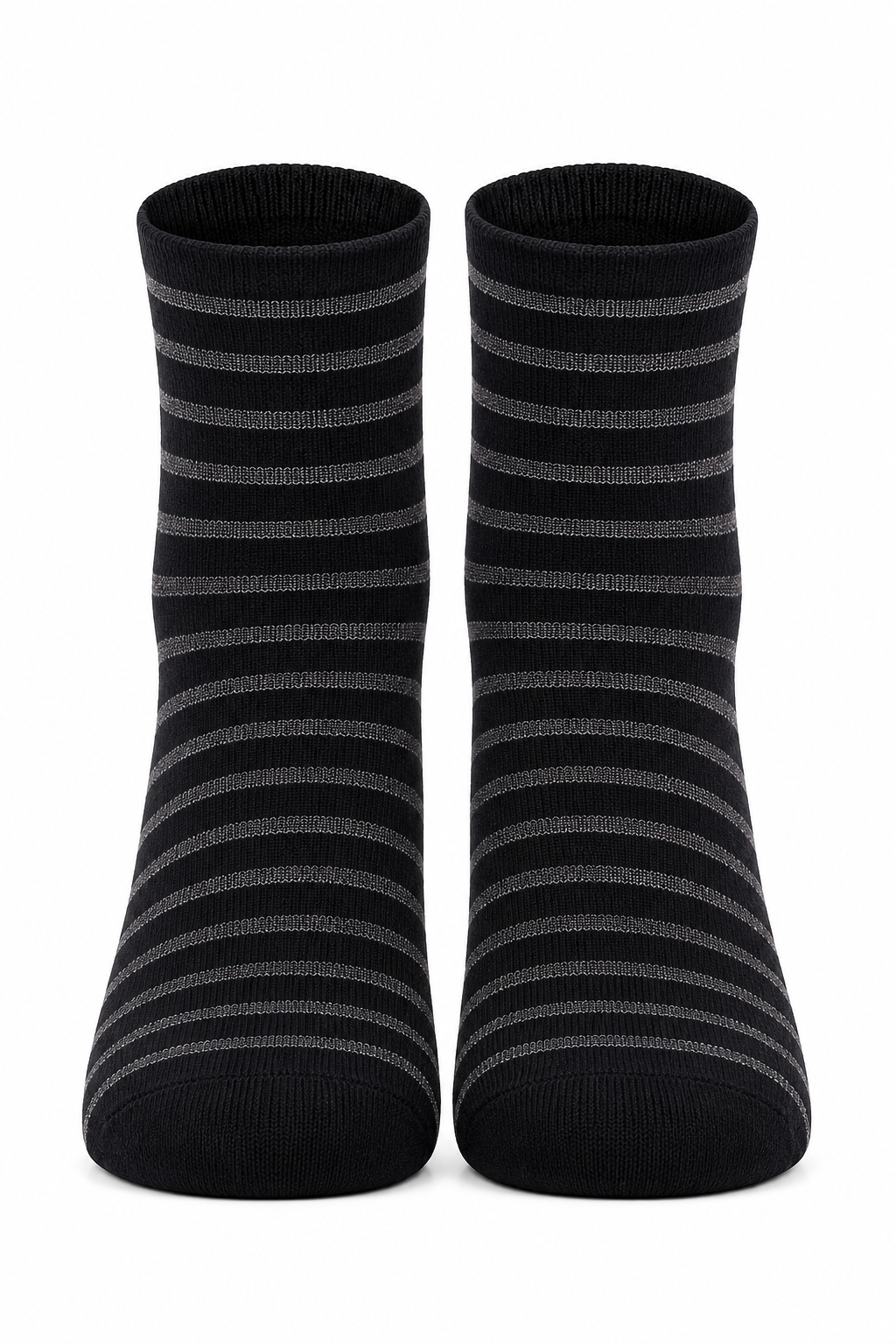 Men’s Black & Grey Striped High Ankle Socks – Premium Cotton Blend