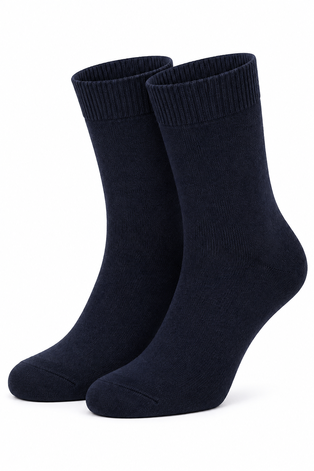 Men’s Navy Blue Crew Length Socks | Premium Cotton Blend Solid Dress Socks | Comfortable Everyday Formal Socks