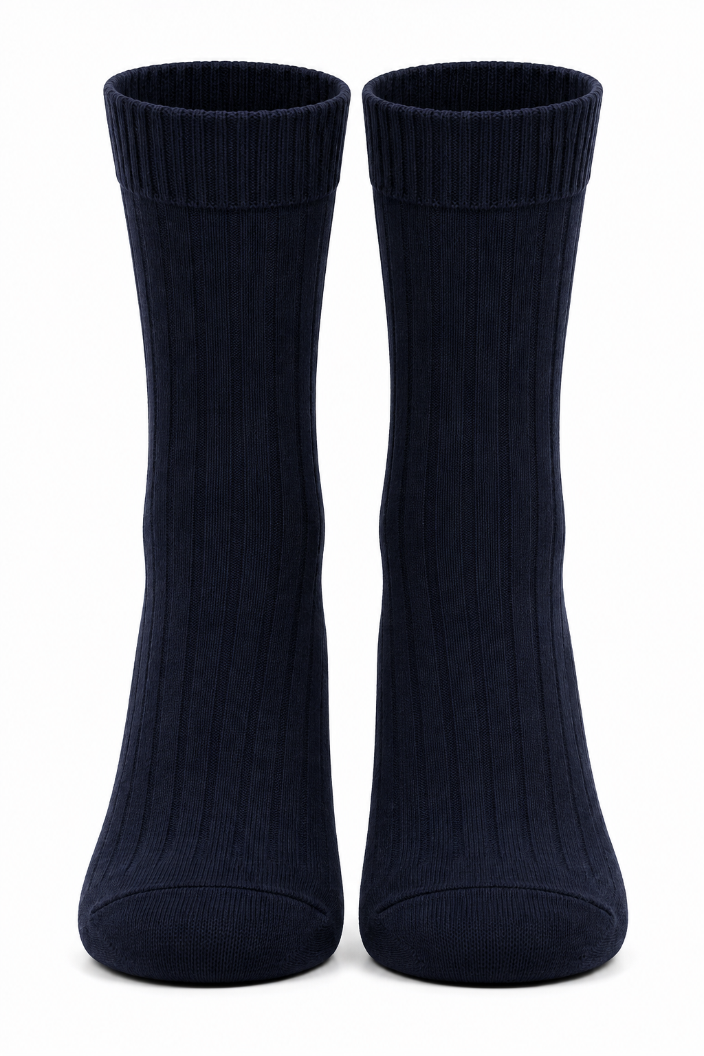 Men’s Navy Crew Length Socks – Ribbed Cotton Blend Everyday Formal & Casual Socks