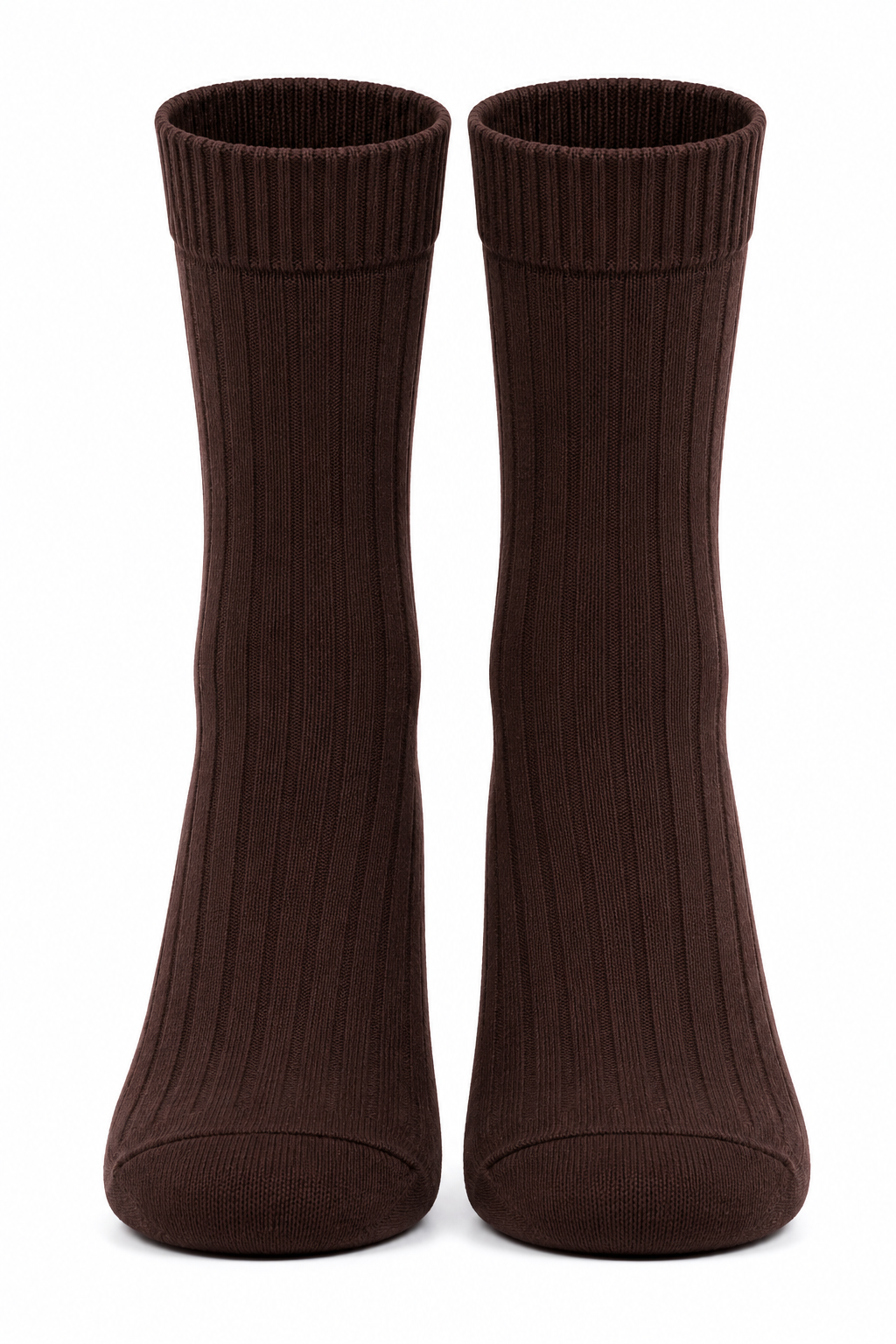 Men’s Coffee Brown High Ankle Crew Socks – Ribbed Cotton Blend Solid Dress Socks