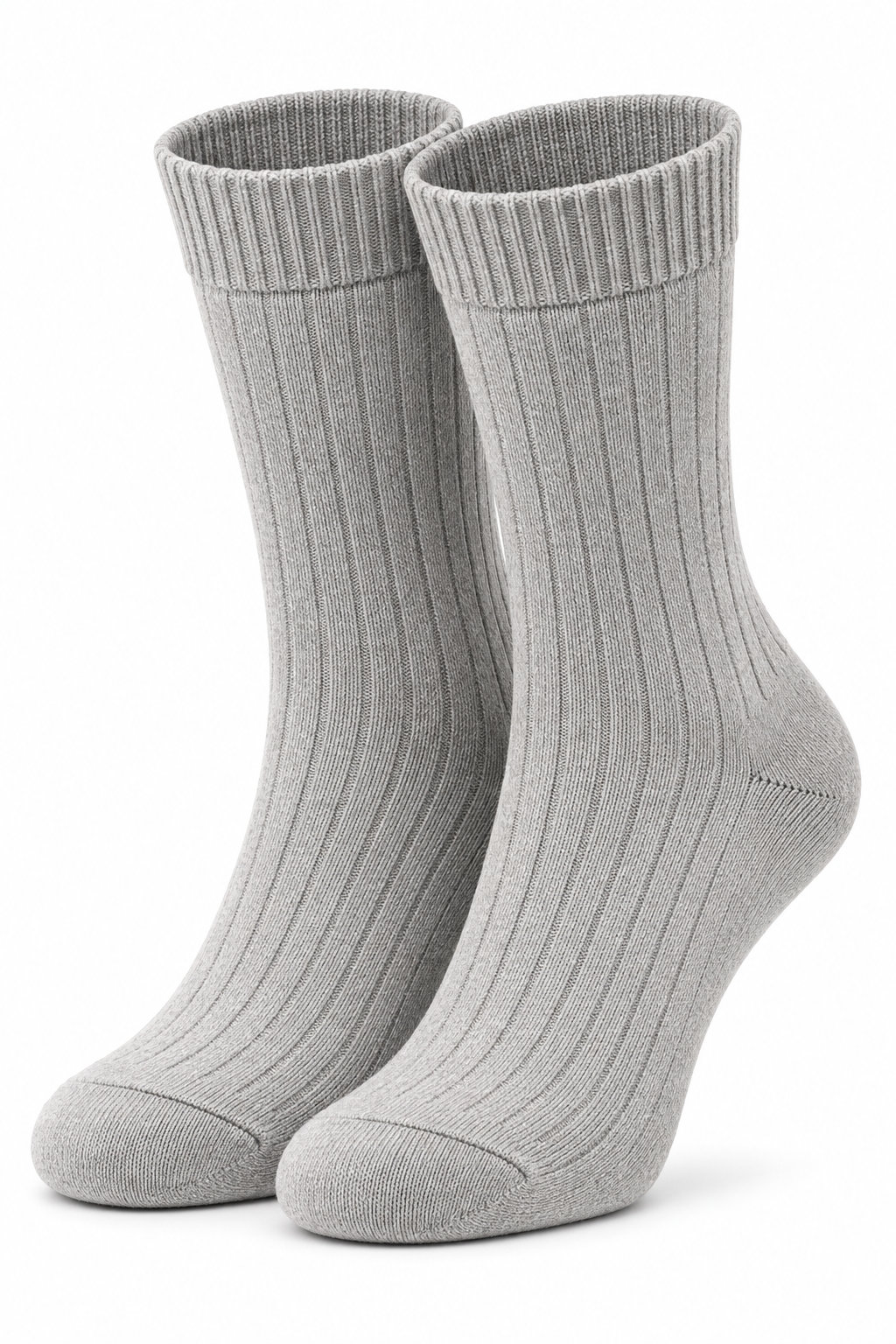 Men’s Grey Melange High Ankle Ribbed Socks | Soft Cotton Blend Everyday Crew Socks