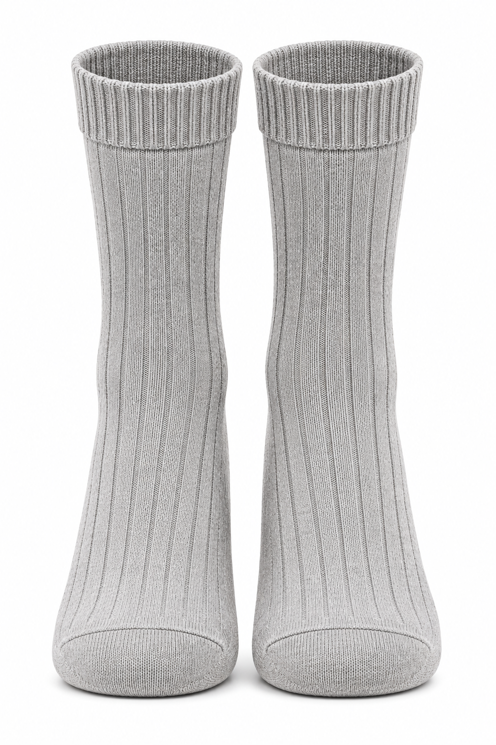 Men’s Grey Melange High Ankle Ribbed Socks | Soft Cotton Blend Everyday Crew Socks