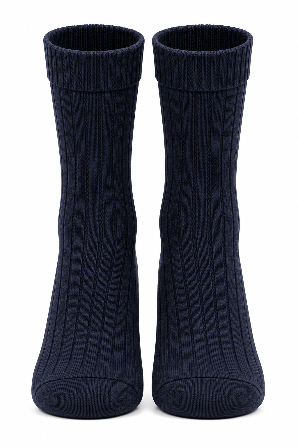 Men’s Navy Blue High Ankle Ribbed Socks | Premium Cotton Blend Crew Length Socks