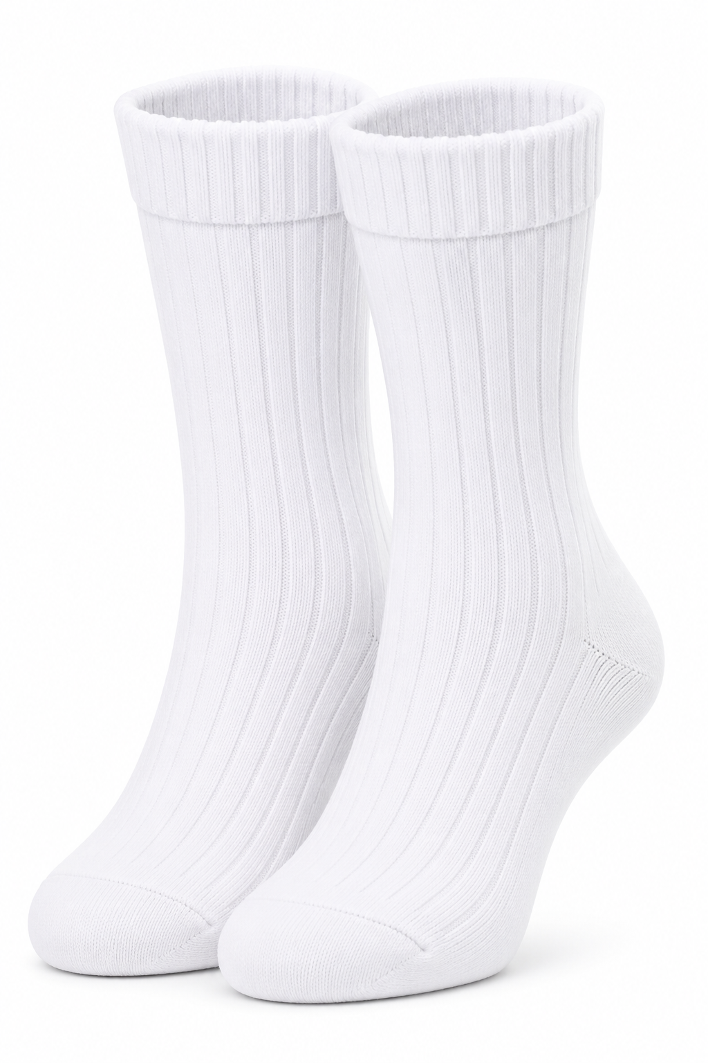 Men’s White High Ankle Ribbed Socks | Soft Cotton Blend Crew Length Everyday Socks