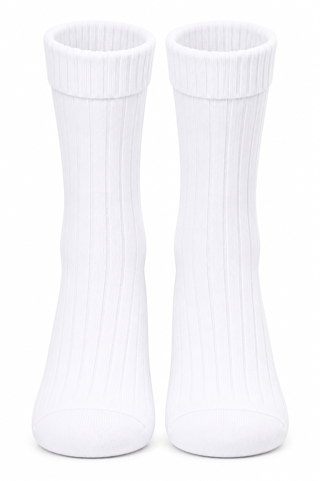 Men’s White High Ankle Ribbed Socks | Soft Cotton Blend Crew Length Everyday Socks