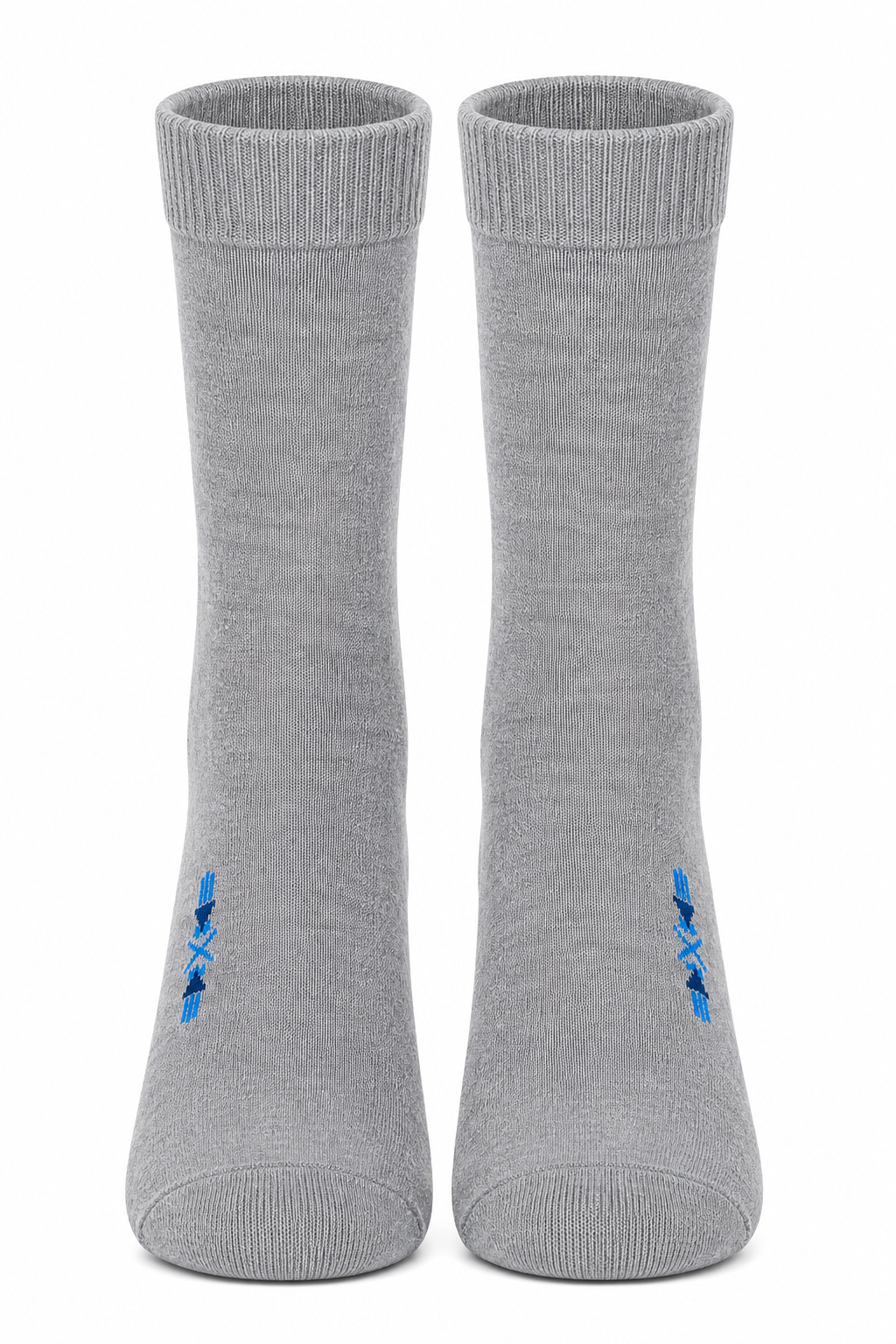 Men’s Grey Melange High Ankle Socks with Embroidered Detail – Soft & Comfortable Everyday Socks