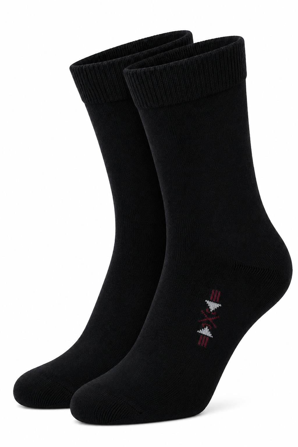 Men’s Black High Ankle Socks with Geometric Detail | Soft Cotton Blend Dress Socks
