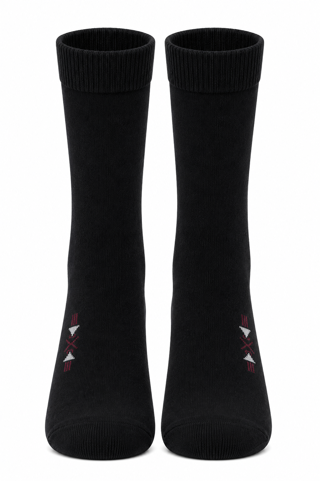 Men’s Black High Ankle Socks with Geometric Detail | Soft Cotton Blend Dress Socks