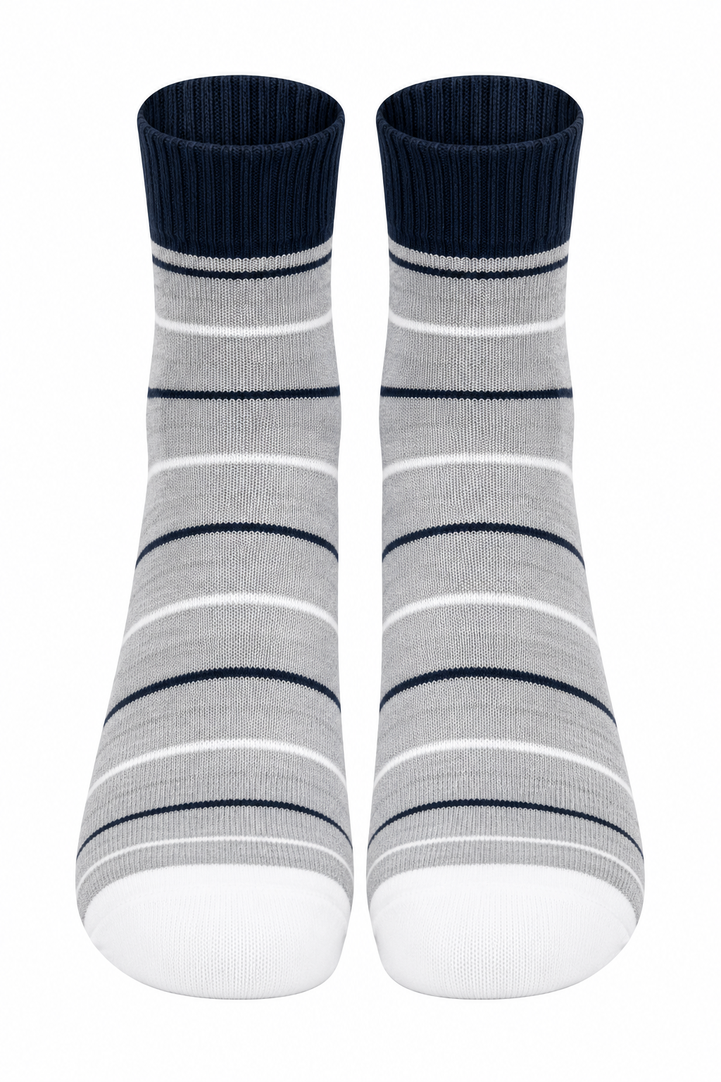 Men’s Grey Melange Striped Short-Length Ankle Socks | Cotton Blend