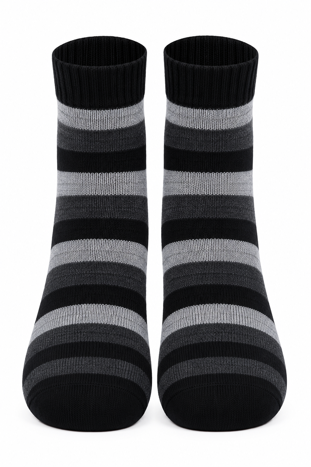 Men’s Black & Grey Striped Short-Length Socks | Premium Cotton Blend High Ankle Socks