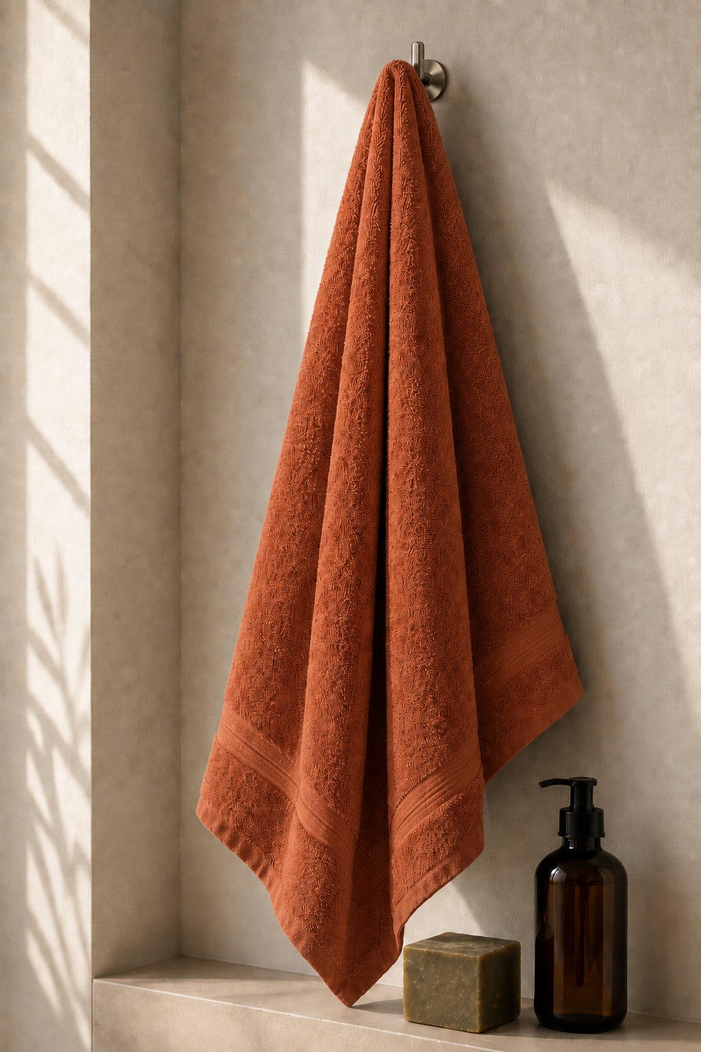 Premium Cotton Bath Towel – Rust Colour
