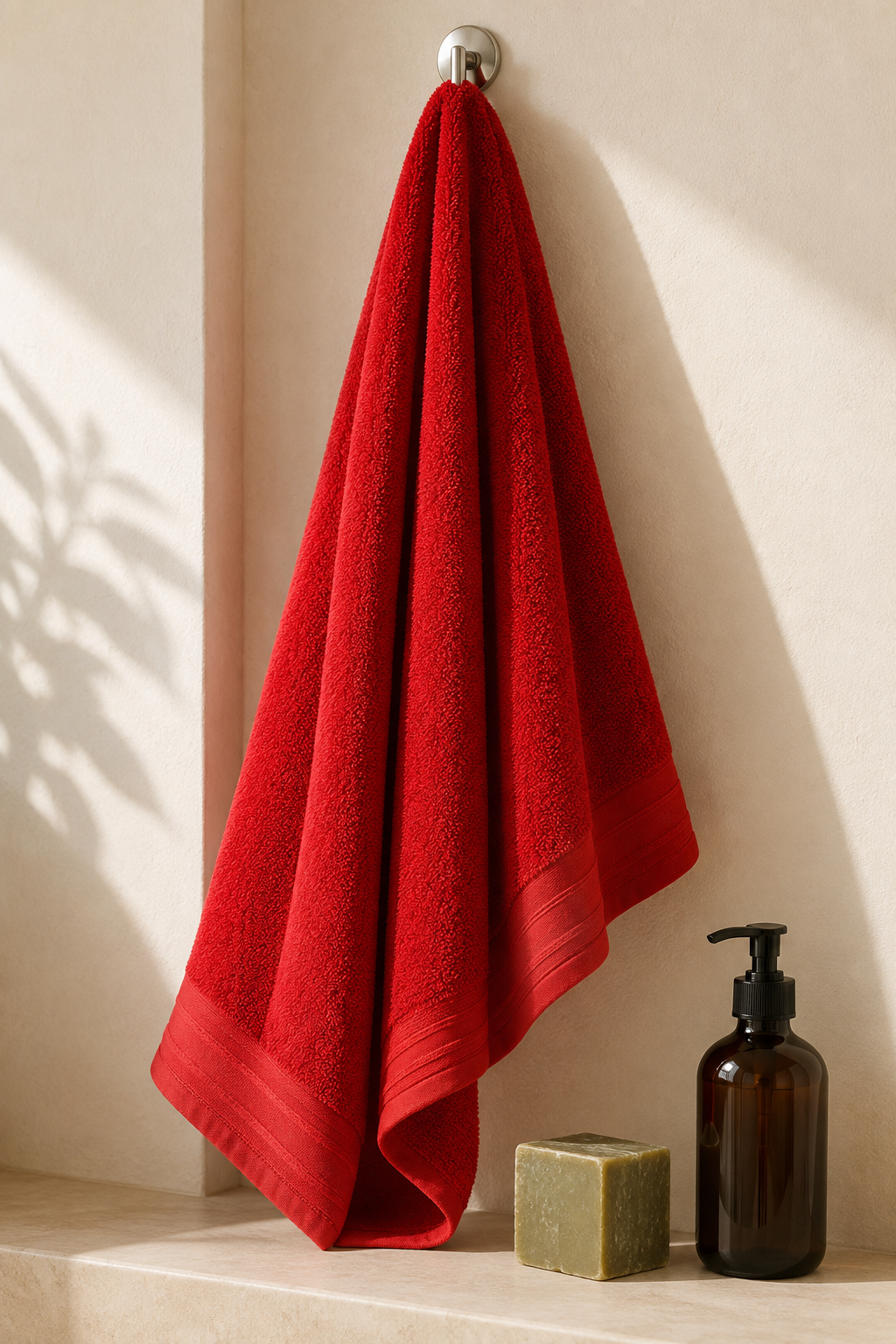 Premium Cotton Bath Towel – Red Colour