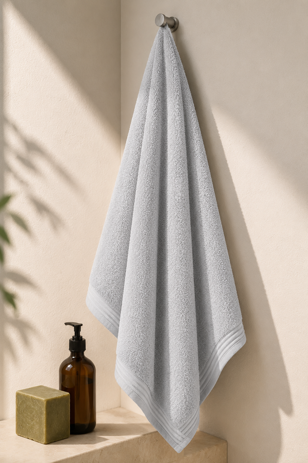Premium Cotton Bath Towel – Silver Colour
