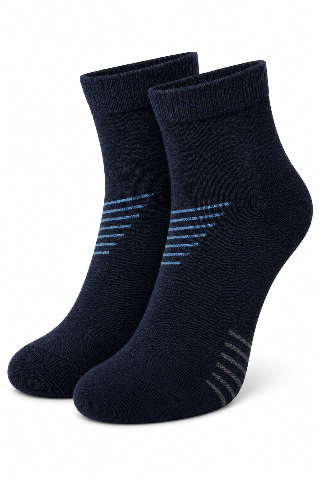 Men's Crew Length Navy Socks with Blue Accent Stripes | Premium Cotton Blend